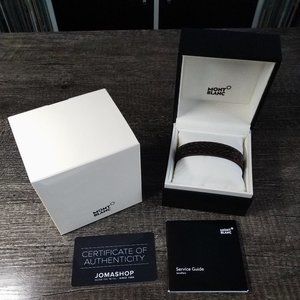* NEW * Montblanc mens leather & stainless steel bracelet